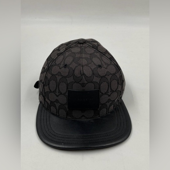 Coach Other - Men’s Coach Charcoal Black Cap with Jacquard Leather Brim